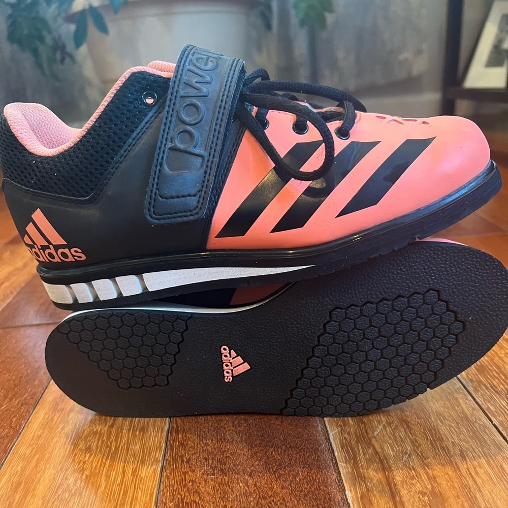Women’s Adidas Powerlifters. Size 7. Tangerine and black.